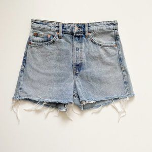 Zara High Waist Raw High Rise Hem Cut Off Shorts